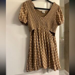 Brown and white polka dot sundress short sleeve XL